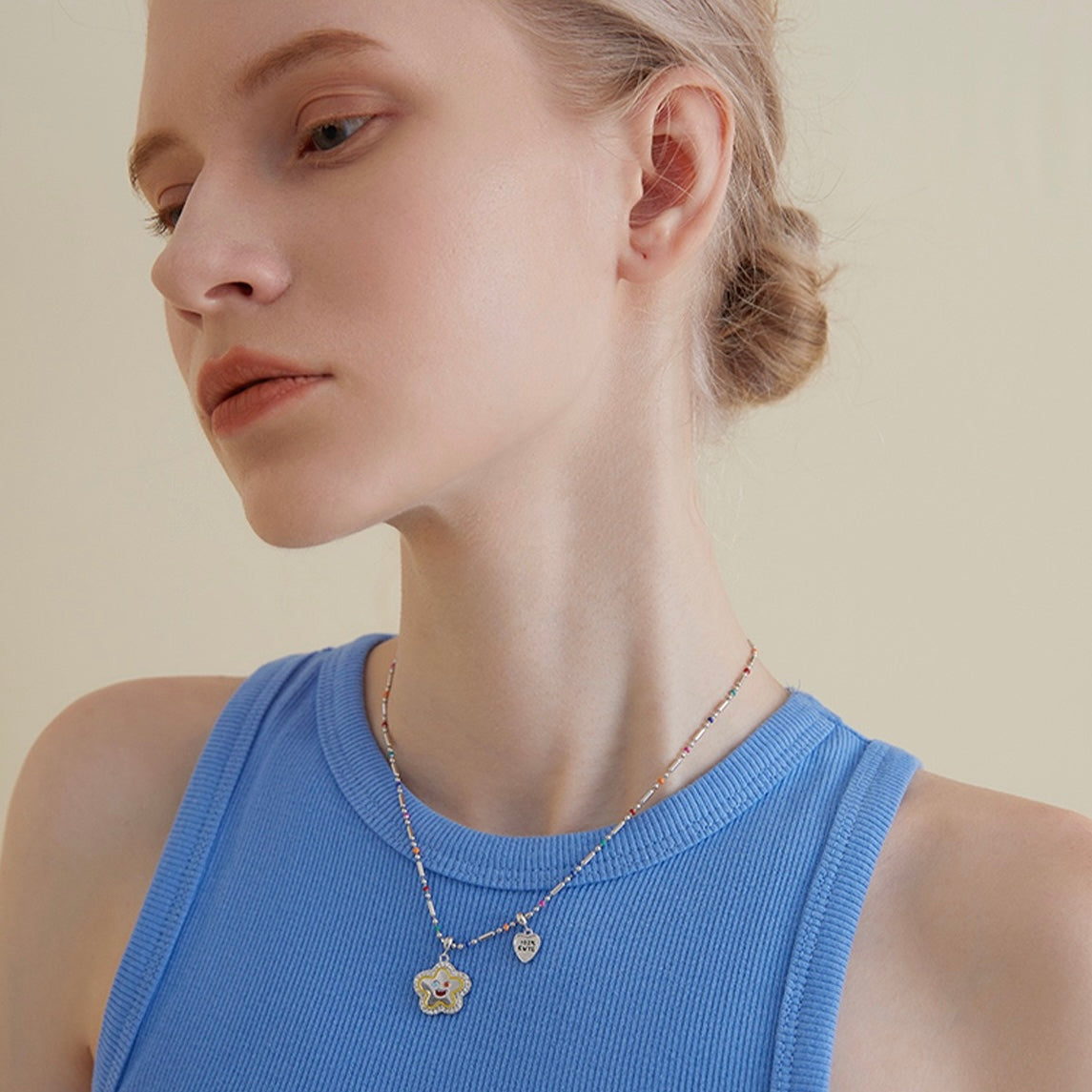 FGM Summer Vibrant Style Smiley Flower Necklace