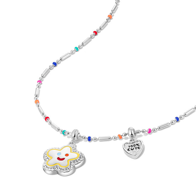 FGM Summer Vibrant Style Smiley Flower Necklace