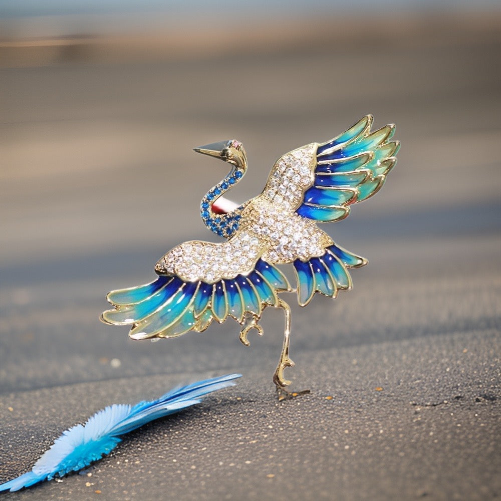 Elegant Crane Brooch