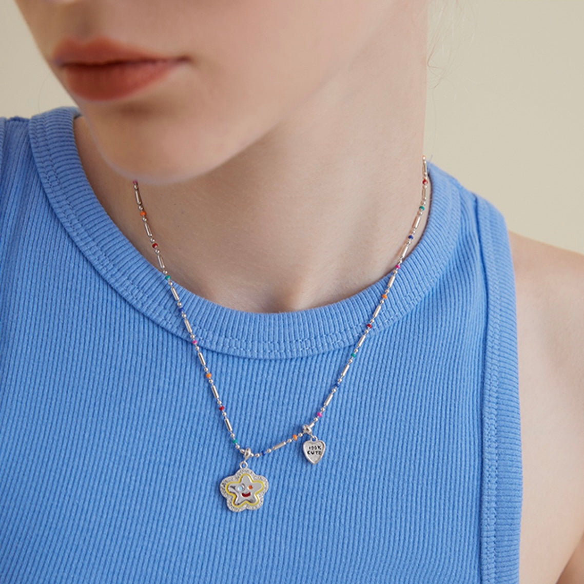FGM Summer Vibrant Style Smiley Flower Necklace