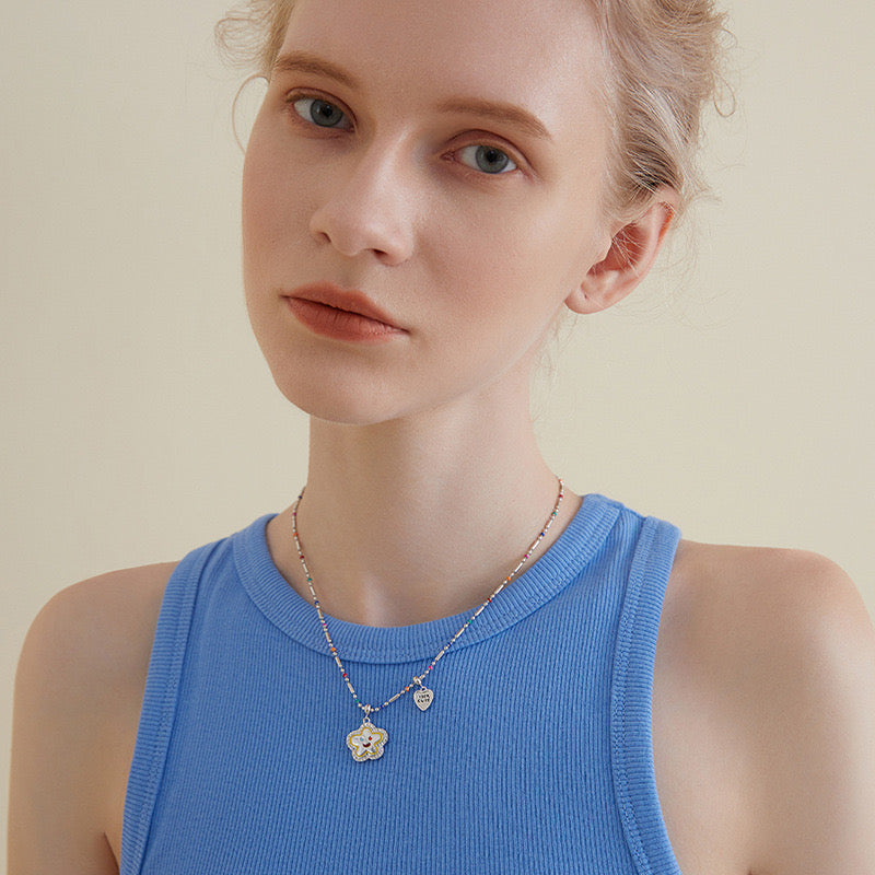 FGM Summer Vibrant Style Smiley Flower Necklace