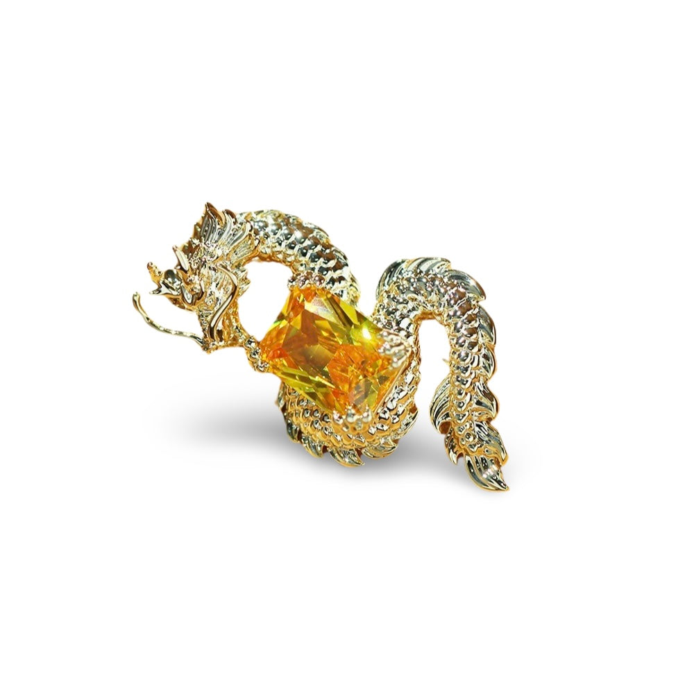 Jeweled Gold Dragon Brooch