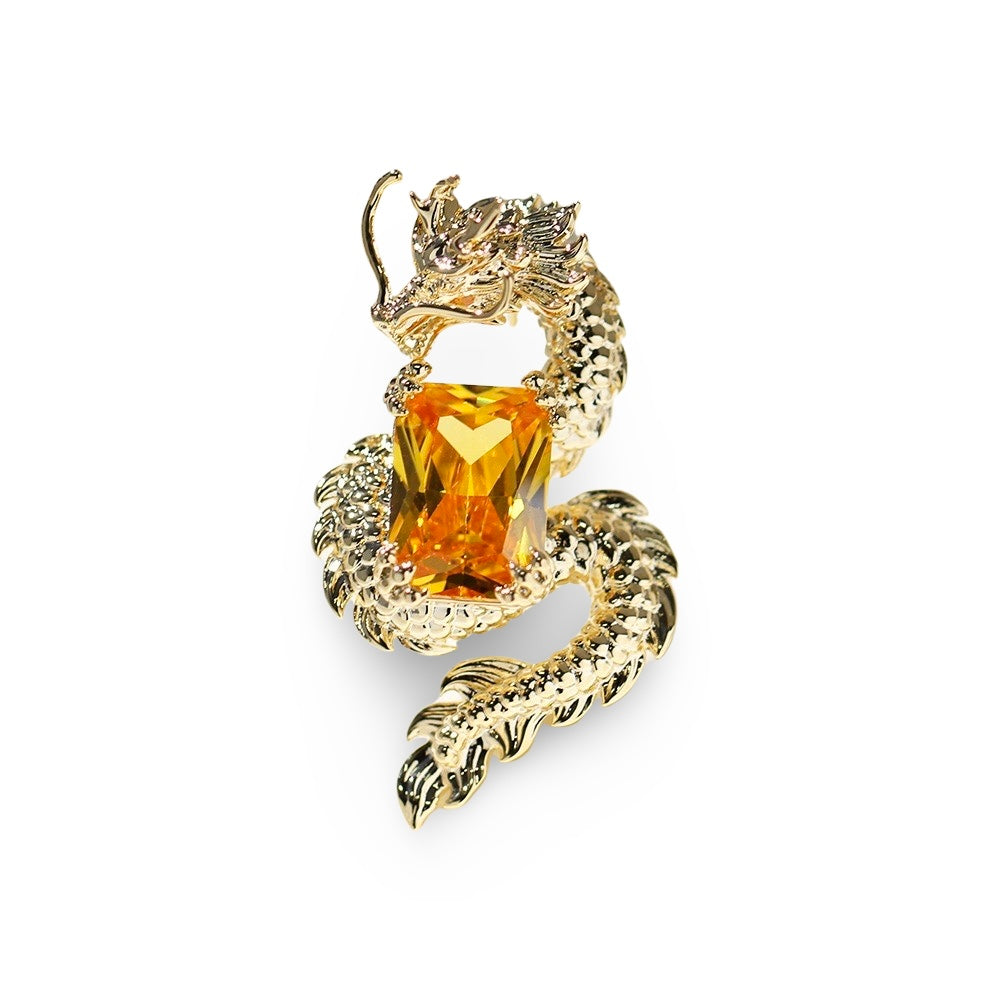 Jeweled Gold Dragon Brooch