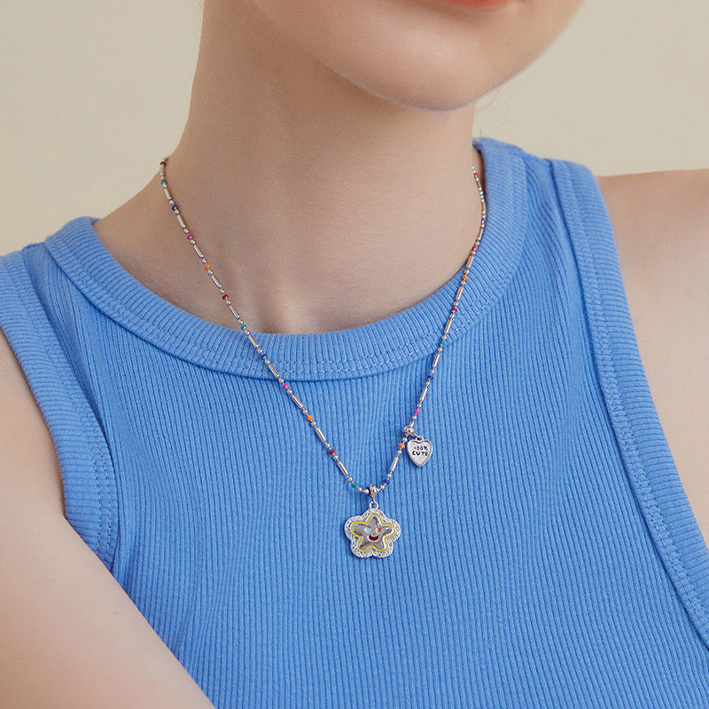 FGM Summer Vibrant Style Smiley Flower Necklace