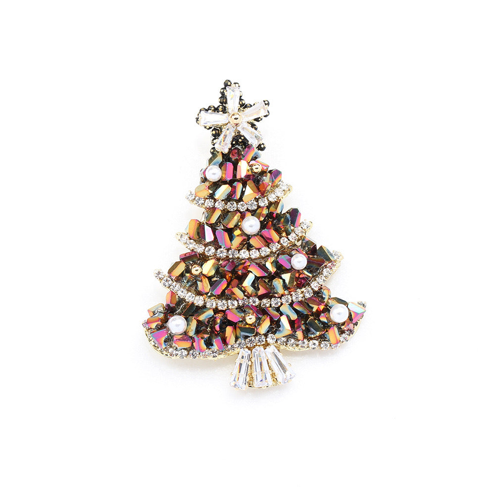 Holiday Sparkle Christmas Tree Brooch