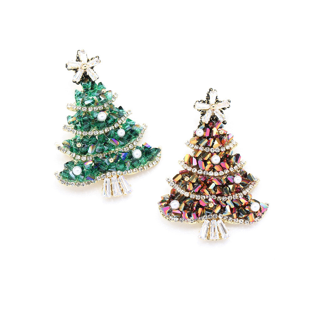 Holiday Sparkle Christmas Tree Brooch