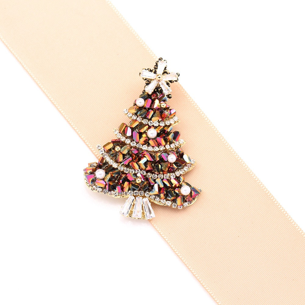 Holiday Sparkle Christmas Tree Brooch