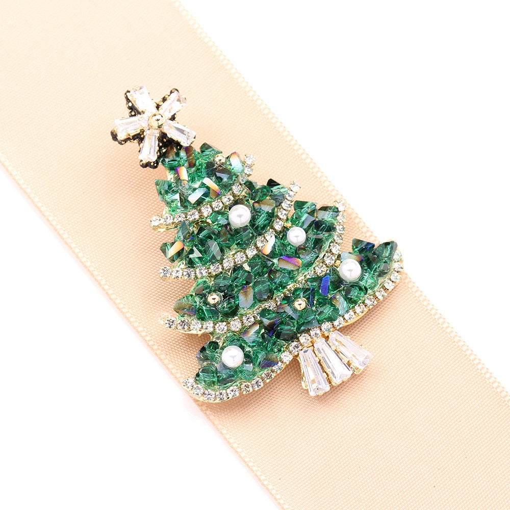 Holiday Sparkle Christmas Tree Brooch