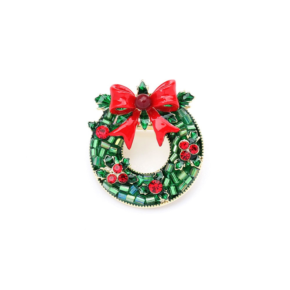 Holiday Cheer Wreath Brooch