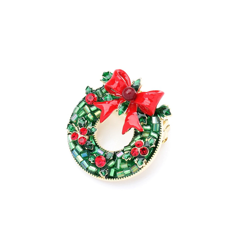 Holiday Cheer Wreath Brooch