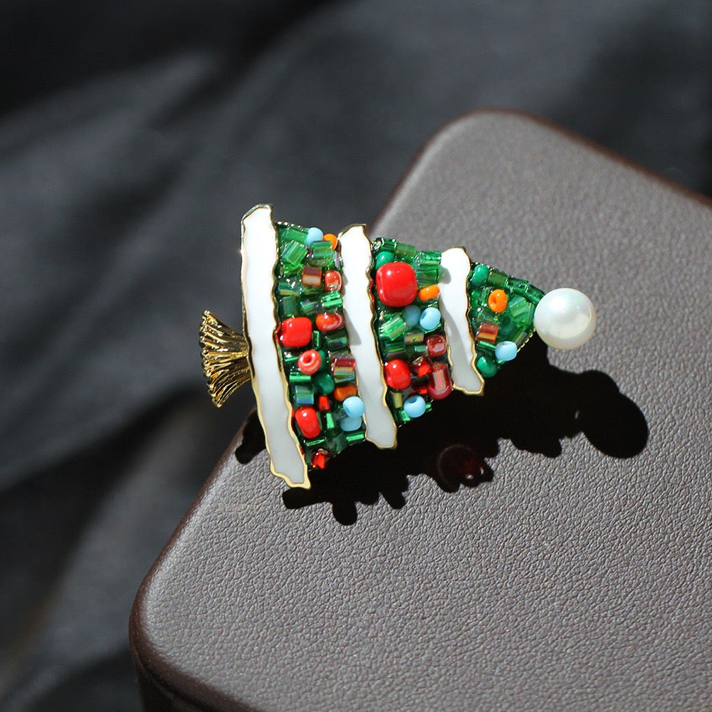 Jolly Holly Tree Brooch