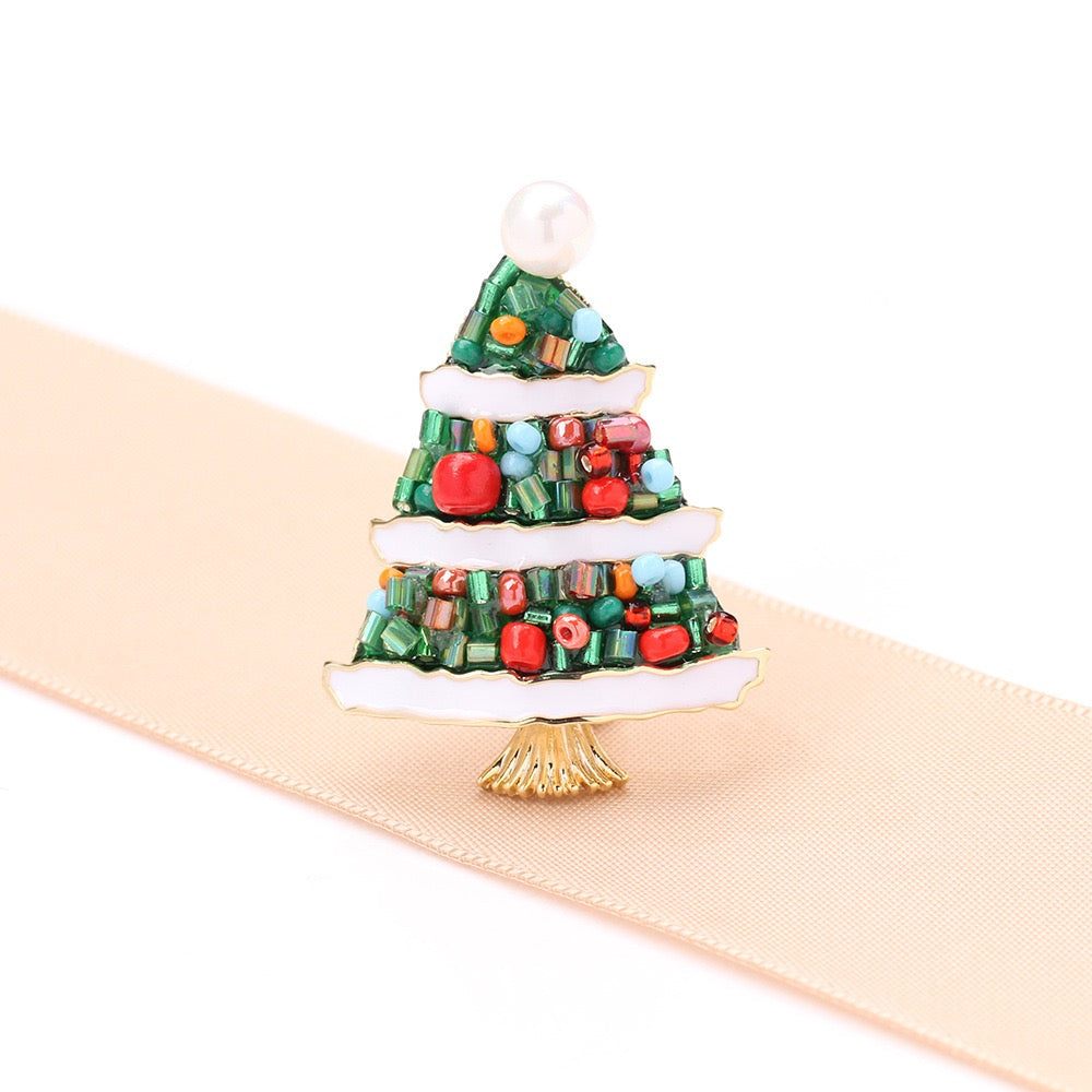 Jolly Holly Tree Brooch