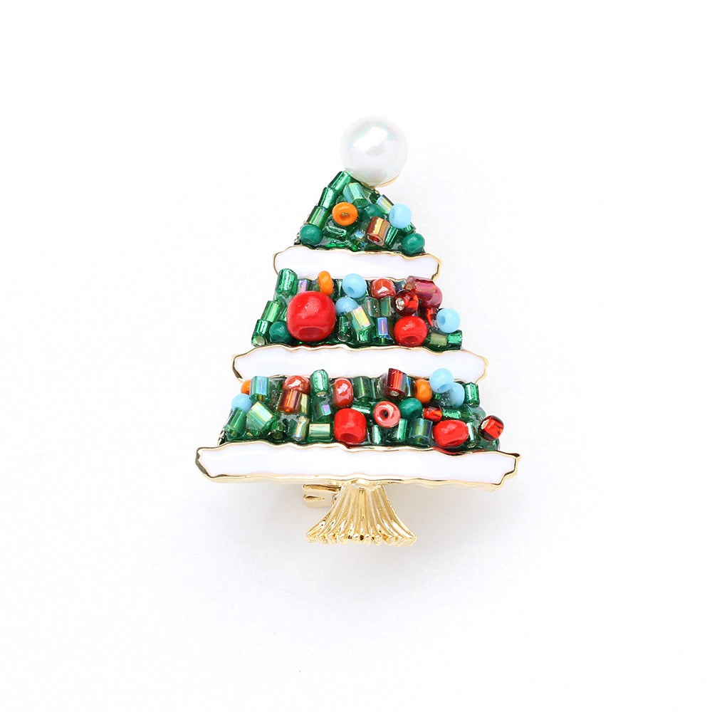 Jolly Holly Tree Brooch