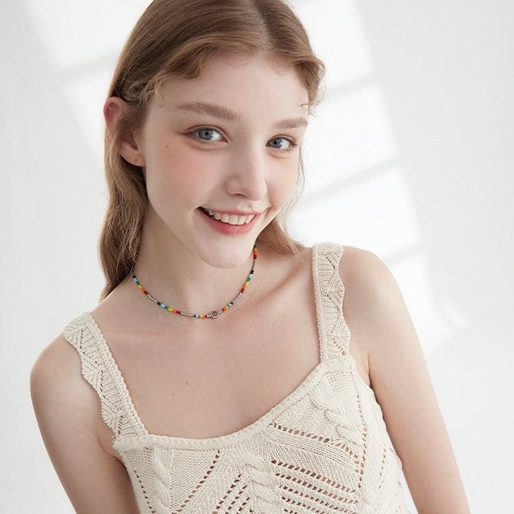 FGM Summer Vibrant Y2K Style Happy Face Beads Necklace