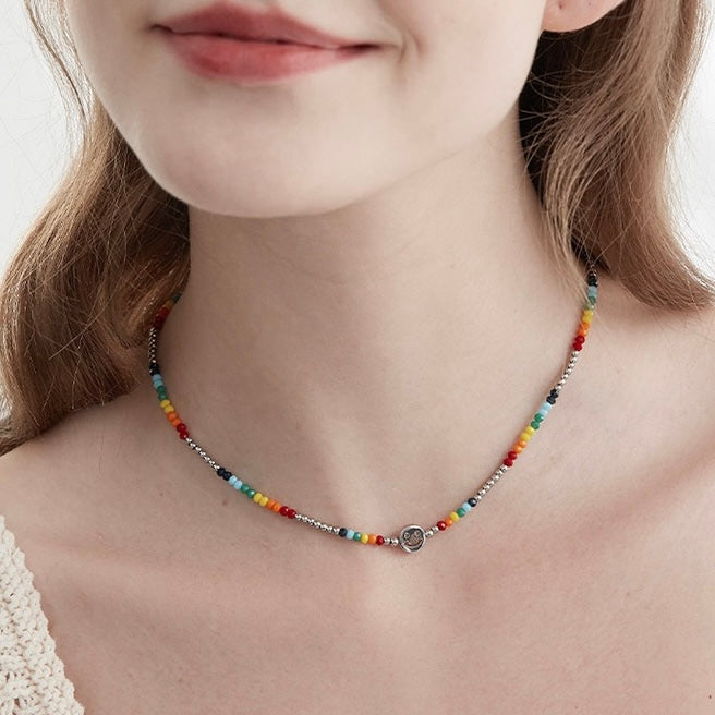 FGM Summer Vibrant Y2K Style Happy Face Beads Necklace