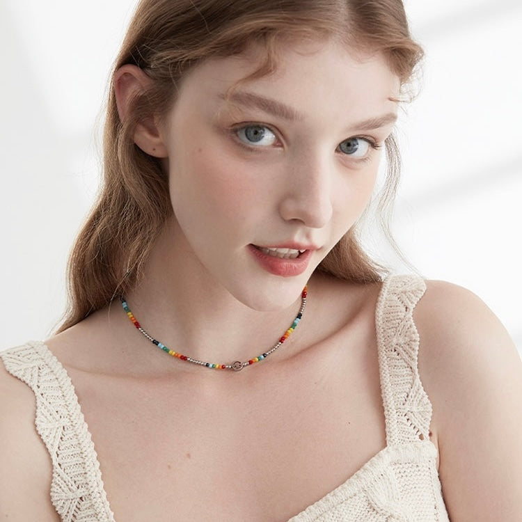 FGM Summer Vibrant Y2K Style Happy Face Beads Necklace