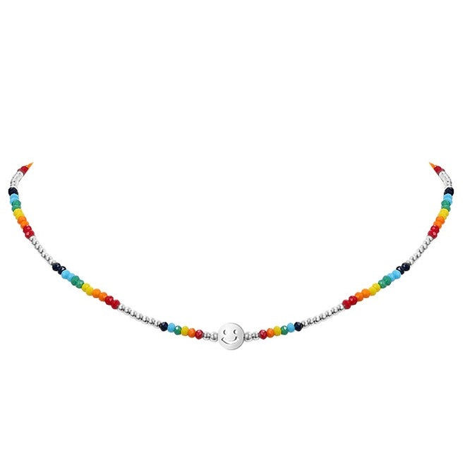 FGM Summer Vibrant Y2K Style Happy Face Beads Necklace