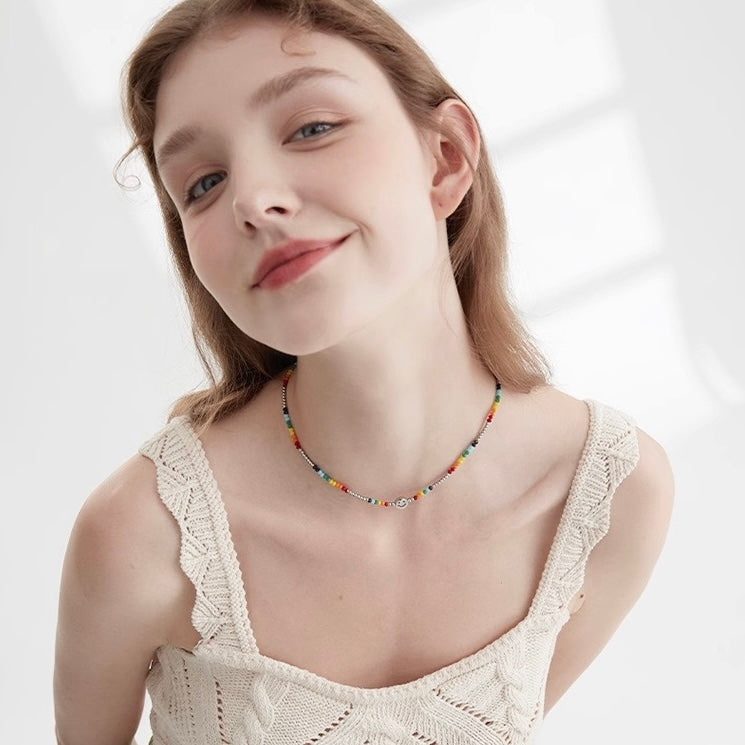 FGM Summer Vibrant Y2K Style Happy Face Beads Necklace