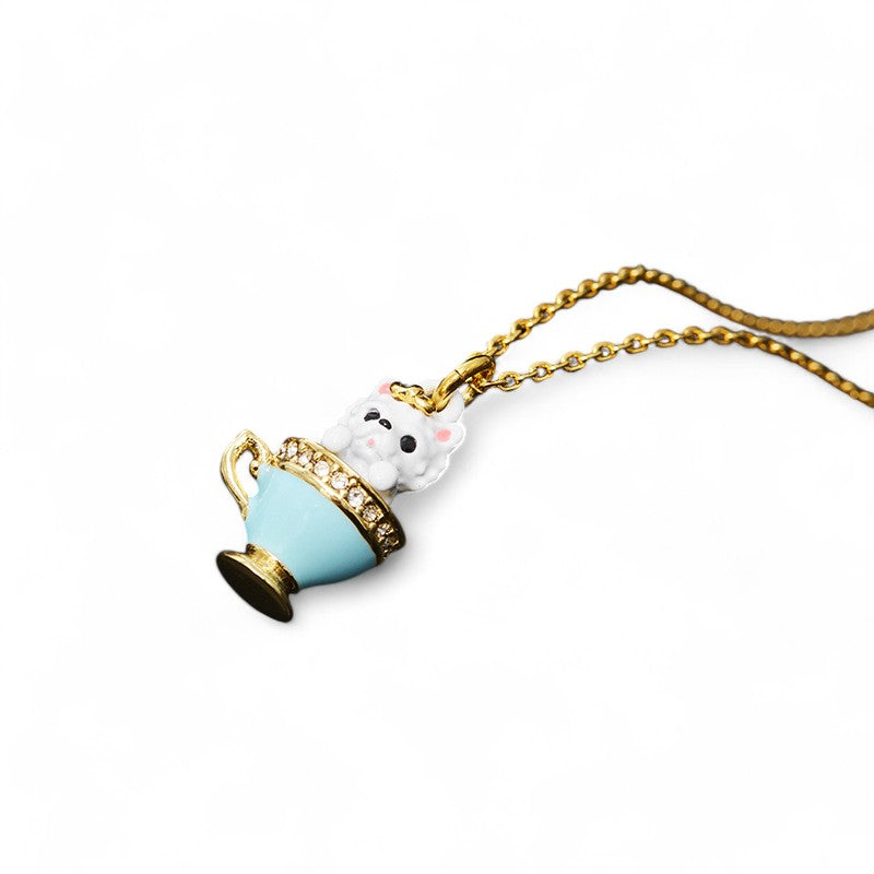 Teacup Kitten Charm Necklace