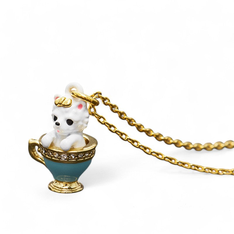 Teacup Kitten Charm Necklace