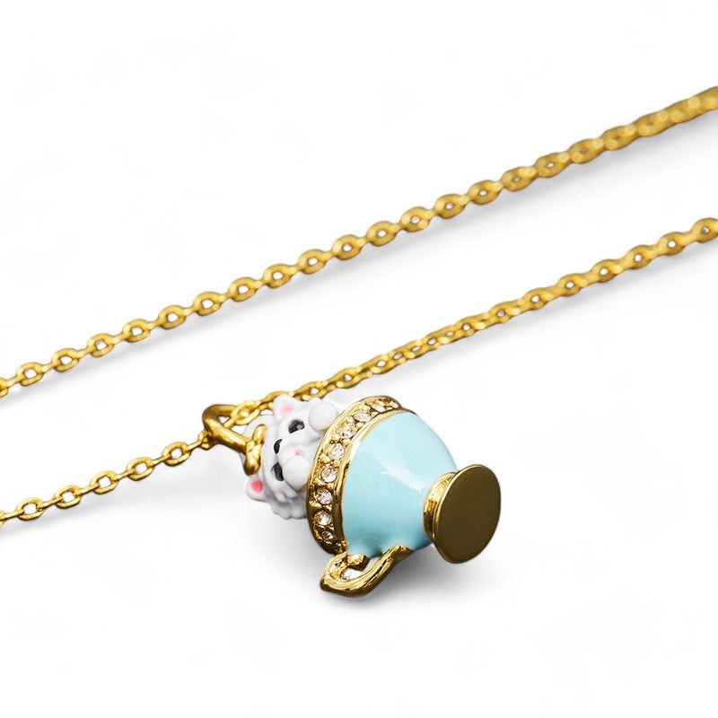 Teacup Kitten Charm Necklace