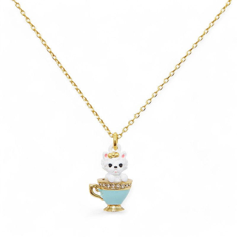 Teacup Kitten Charm Necklace