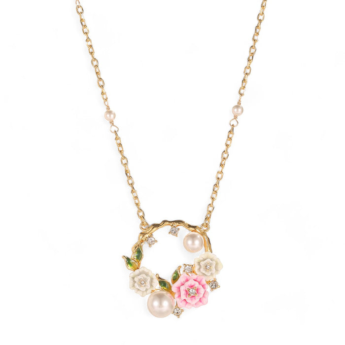 Roses and Pearls Blossom Clavicle Necklace
