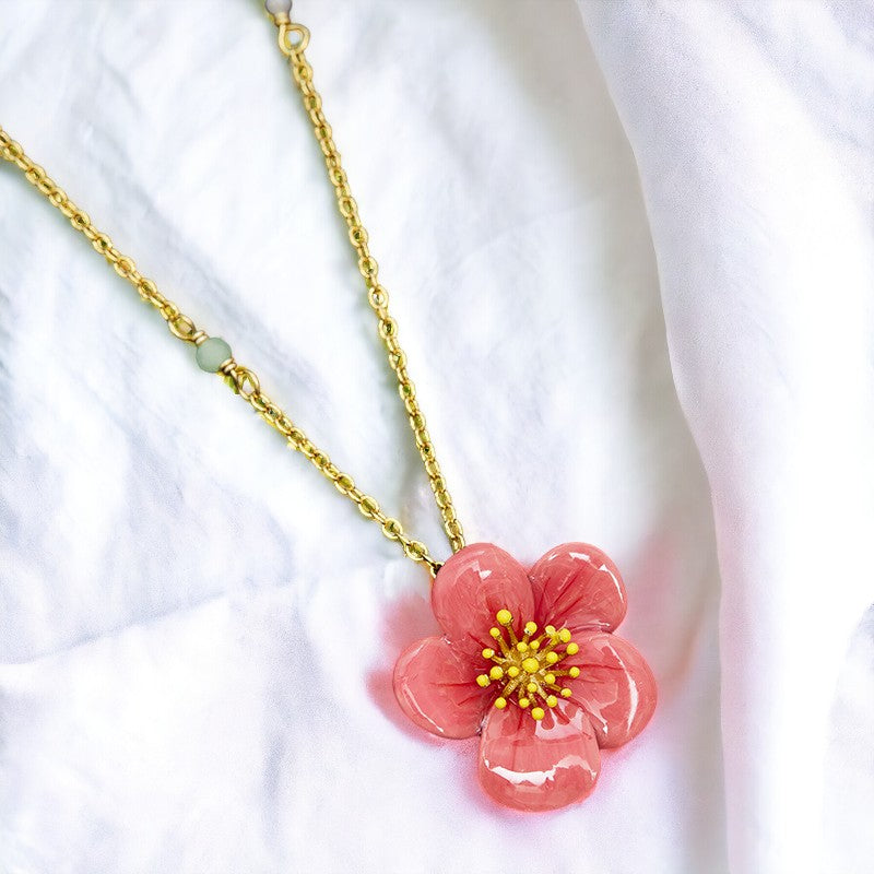 Enamel Plum Blossom Clavicle Necklace