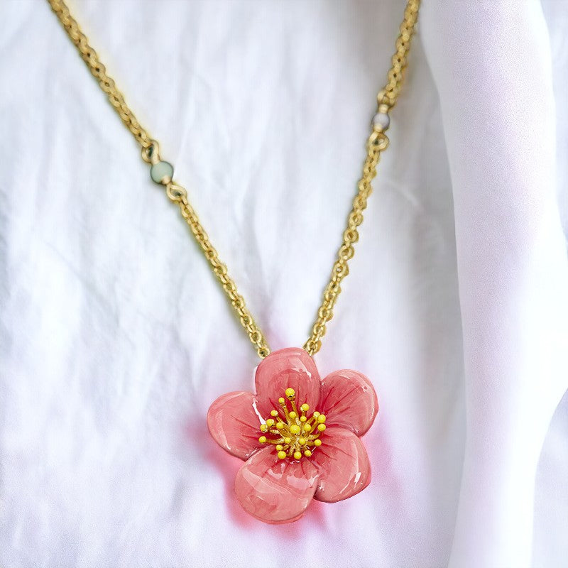 Enamel Plum Blossom Clavicle Necklace