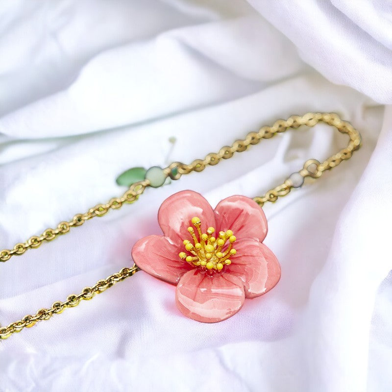 Enamel Plum Blossom Clavicle Necklace