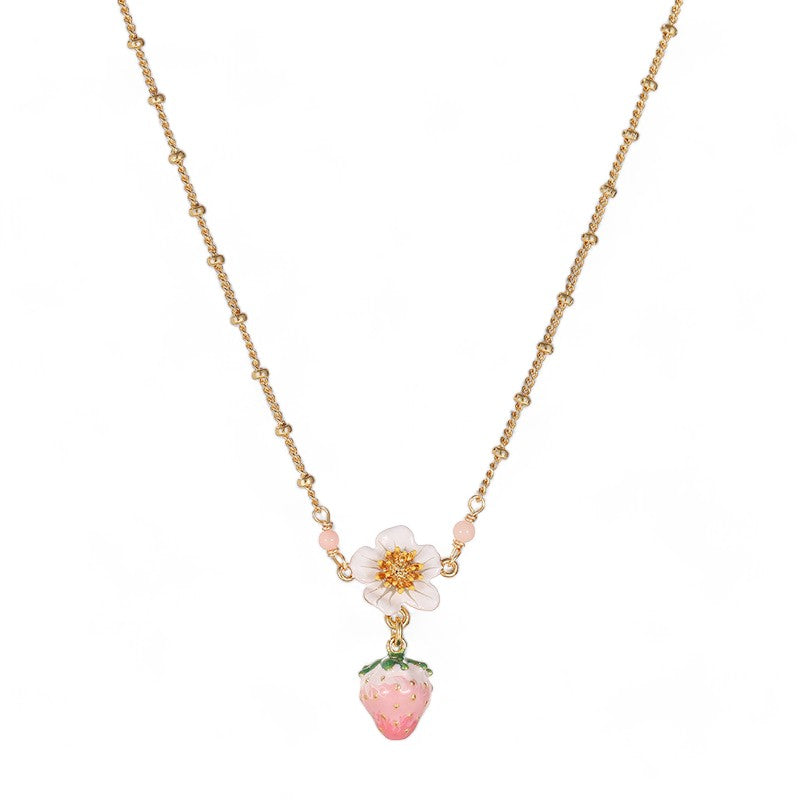 Cherry Blossom Flower Strawberry Clavicle Necklace